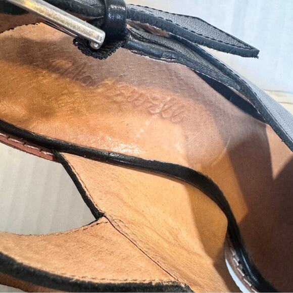 Madewell Black Leather Peep Toe Heels Women’s 6.5 Chunky Fall Slingback Sandals - Picture 2 of 9